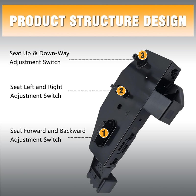 repustor Driver Side Left Seat Adjust Switch Fits for Cadillac ATS Escalade Chevrolet Silverado Suburban Tahoe Impala GMC Sierra Yukon Seat Control Buttons Replace 23247095 - Image 5